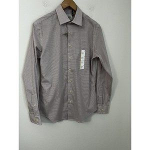 Goodfellow Men's New Long Sleeve Button-Down Shirt Burgundy Check Fall Holiday S